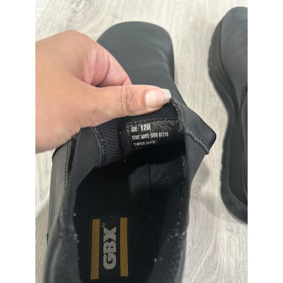 GBX Boots Mens Size 12 Black Leather Slip On Chelsea Ankle Square Toe Comfort - Picture 9 of 9